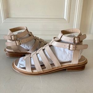 NWOT Pilcro Anthropologie Casual Gladiator Creme Leather Strappy Sandals